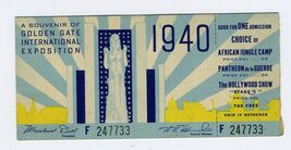 Golden Gate International Exposition Ticket 1940 with attached stub - $49.63