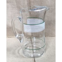 Vintage Crisa Contempo Glass Beverage Pitcher White Green Lines Retro MCM - $29.70