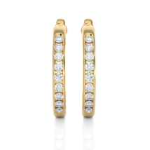 0.48 CT Round Cut Lab Grown Diamond Women&#39;s Hoop Earrings 14k Solid Yellow Gold  - £564.07 GBP