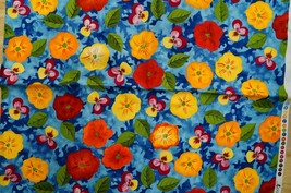 Sewing Cotton Quilting Fabric Jane Davies Salad Bar Pansy Garden Flowers... - $19.79