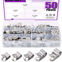 50Pcs 304 Stainless Steel 6mm-16mm Vinyl Coated Cable Clamps Assortment Kit NEW - £17.33 GBP