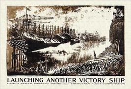 Launching Another Victory Ship by Joseph Pennell - Art Print - £17.57 GBP+