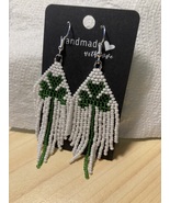 3 Leaf Dangle Clover Earrings - Hand Crafted - Hand Threaded - Free Shipping - $25.87