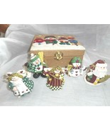 Christmas Tree Ornaments Polymer Clay Look 6 pc Decorated Snowman Storag... - £15.16 GBP