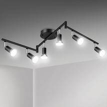 LED 6 Light Track Lighting Kit, Black 6 Way Ceiling Spot Lighting, Flexibly Rota - $63.75