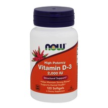 NOW Foods Vitamin D 2000 IU, 120 Softgels - $9.25