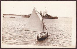 USS Utah Pre-1920 RPPC Men Sailing to Ship - Now a Pearl Harbor Memorial - £23.69 GBP