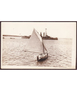 USS Utah Pre-1920 RPPC Men Sailing to Ship - Now a Pearl Harbor Memorial - $29.75