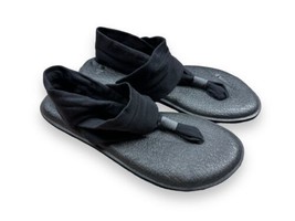 Sanuk Yoga Sling Women&#39;s Sandals Solid Black Size 10 Flip Flops SWS10001 - £15.08 GBP