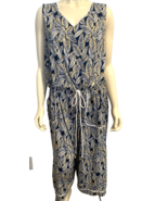 CuddlDuds Blue, White, Yellow Floral Print V-neck &amp;Back Sleeveless Rompe... - $37.99