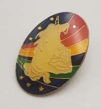 Funky Unicorn Flying Through Rainbow Mythical Fun Lapel Vintage Hat Pin ... - £15.15 GBP