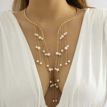 Pearl &amp; 18K Gold-Plated Beaded Tassel Choker Necklace - £12.85 GBP