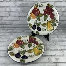 Oneida Vintage Fruit 8 Inches Salad Dessert Bread Plates SET OF 2 Blue Rim - $302.89 MXN
