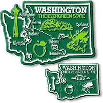 Washington State Map Giant &amp; Small Magnet Set by Classic Magnets, 2-Piece Set, C - £7.28 GBP