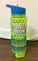 GREEN/BLUE RHINESTONE &quot;LOVE YOU..&quot; REUSABLE WATER BOTTLE, FREE SHIPPING - £9.66 GBP