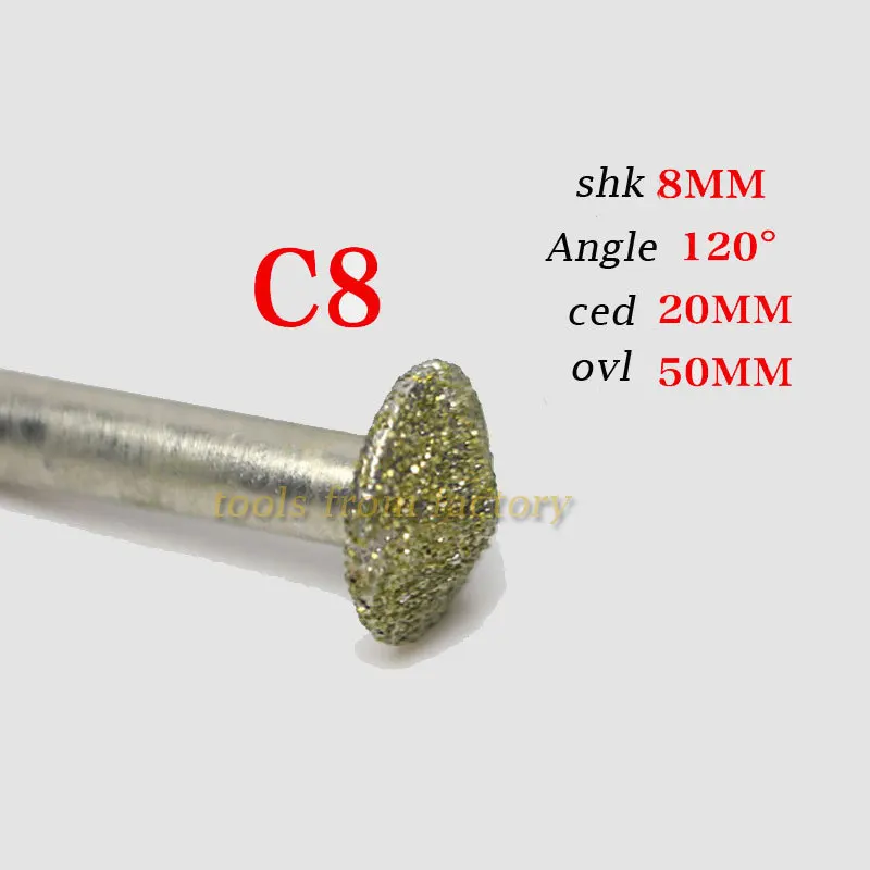 1pc 120 deg 8*20mm cnc router Electroplated  stone carving tool stone en... - $5,244.62 MXN