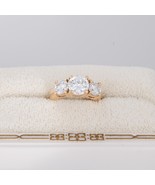 14K Gold Three Stone Anniversary Past Present Future Ring Simulated Diam... - $649.92 CAD