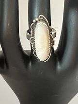 Rare Vintage Navajo Signed Mother of Pearl Sterling Silver Ring - $370.01