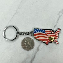 Avon Vintage USA American Flag Heart United States Keychain Keyring - $6.92