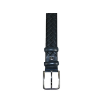 Men Classic Genuine Leather Belt PIERO ROSSI Turkey Soft Full Grain #Navy Woven image 1