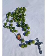 Olive Garden Devotion – Green Stone Rosary with Our Lady Centerpiece  A56 - $29.69