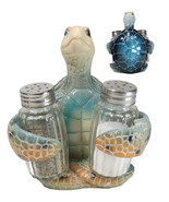 Nautical Marine Blue Giant Sea Turtle Hugging Salt And Pepper Shakers Ho... - $41.01 CAD