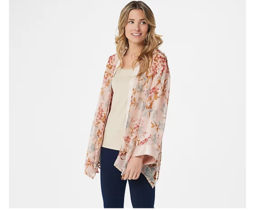 Vince Camuto Wildflower Kimono Blouse Peach Bellini XX-Small A353315 - £13.48 GBP