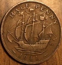 1941 Uk Gb Great Britain Half Penny Coin - £1.36 GBP