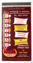 Chateau Bar-B-Q - Canada Restaurant 30 Strike Matchbook Cover - £1.56 GBP