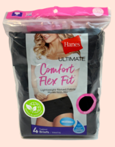 Hanes Ultimate Comfort Flex Panties Women 6/M Black Ribbed Lightweight 4... - $18.81