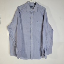 Mens Izod Cotton Long Sleeve Blue Stripped Dress Shirt Size XXL - £15.28 GBP
