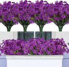 CEWOR 16 Bundles Artificial Flowers for Outdoors, Fake Silk Flowers Faux, Purple - £10.97 GBP