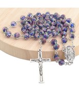 8mm Rosebud Flower Lampwork Glass Beads Handmade Rose Rosary with Mary C... - £12.64 GBP
