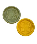 Vintage Tupperware Starburst Round Lids 812-8 &amp; 812-36 Yellow &amp; Olive Green - £5.82 GBP