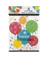 Happy Birthday Balloon Favor Plastic Favor Treat Bags 8 Per Package New - €3,38 EUR