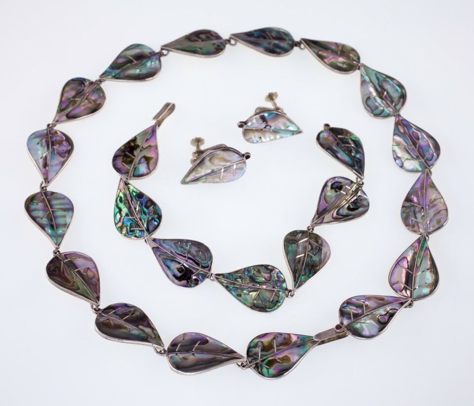 Primary image for Authenticity Guarantee 
Vintage Taxco Abalone Necklace, Bracelet & Earrings Set