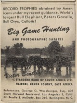 1949 Print Ad Big Game Hunting Elephant Victor Bentley Nairobi Kenya Colony - $6.99