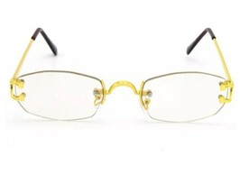 Men Classy Elegant Sophisticated Style Clear Lens EYE GLASSES Gold Rimle... - £14.48 GBP