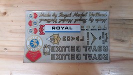 1 Sheet ROYAL DELUXE Transfer Decal Sticker For 1 Vintage Bicycle NOS - £27.07 GBP