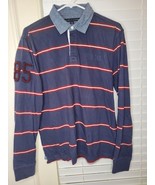 Tommy Hilfiger Mens Rugby Striped Polo Shirt embroidered 85 Patch gorpco... - $24.75