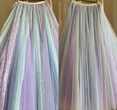 Rainbow Pleated Tulle Skirt Custom Plus Size Princess Tulle Skirt Fairy Tale image 2