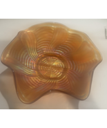 Vintage Carnival Fenton Marigold Ribbon Tie/ Comet Glass Ruffled Bowl - $26.55