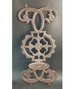 GOTHIC CAST IRON SCONCE WITH FOLD-DOWN CANDLE SHELF , VINTAGE EUC &amp; 16&quot; ... - $55.00