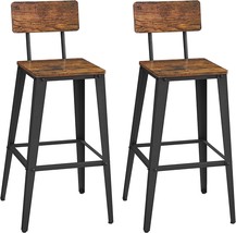 Vasagle Set Of 2 Bar Stools, Bar Height Stools, Tall Bar Stools With Bac... - $103.93