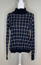 14th &amp; Union Women’s long sleeve Turtleneck sweater size M Black white Check B6 - £11.89 GBP