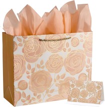 13&quot; Rose Gold Large Gift Bag with Card and Tissue Paper - $14.25