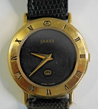 VINTAGE Gucci 3000L  25mm Gold Dial 18KGP Swiss Quartz Women&#39;s Wristwatch - £118.16 GBP