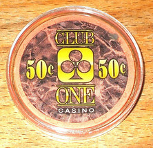 (1) 50 Cent Club One Casino Chip - 1995 - Fresno, California - Card Room - $9.95