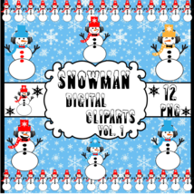 Snowman Vol. 1-Digital Clipart,Christmas,Craft,Snow,Scarf,Hat,Gift Card,Gift Tag - £0.99 GBP