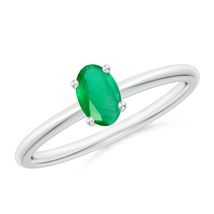 ANGARA Natural Emerald Solitaire Promise Ring in Silver (Size-6x4mm) - $461.71+